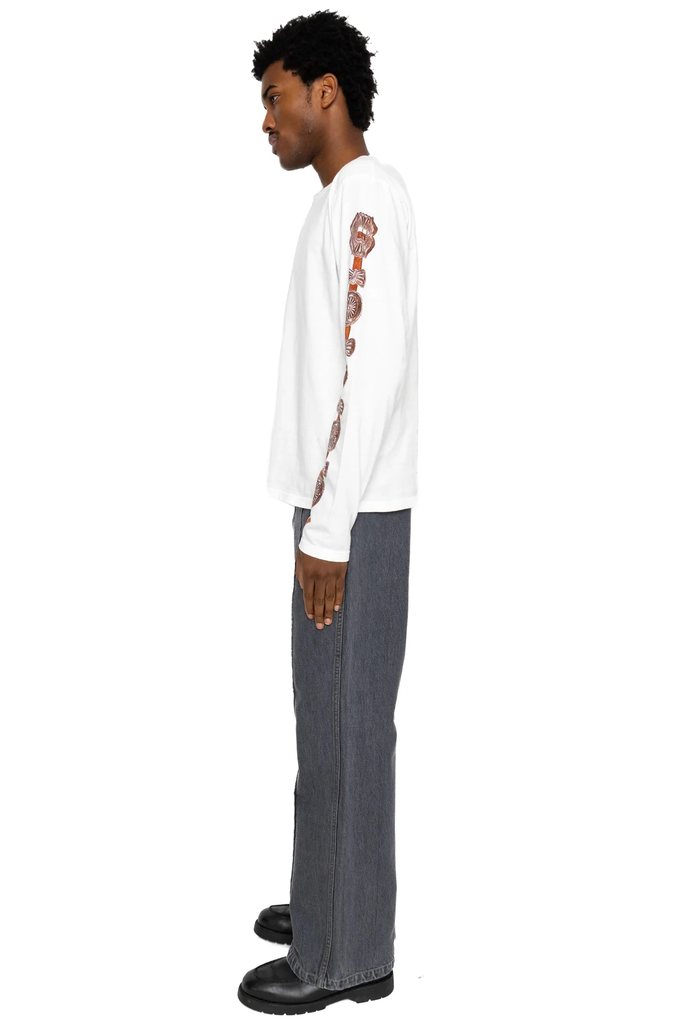 20/-Jersey Long Sleeve T (Concho Belt Sleeve) - White - Image 3