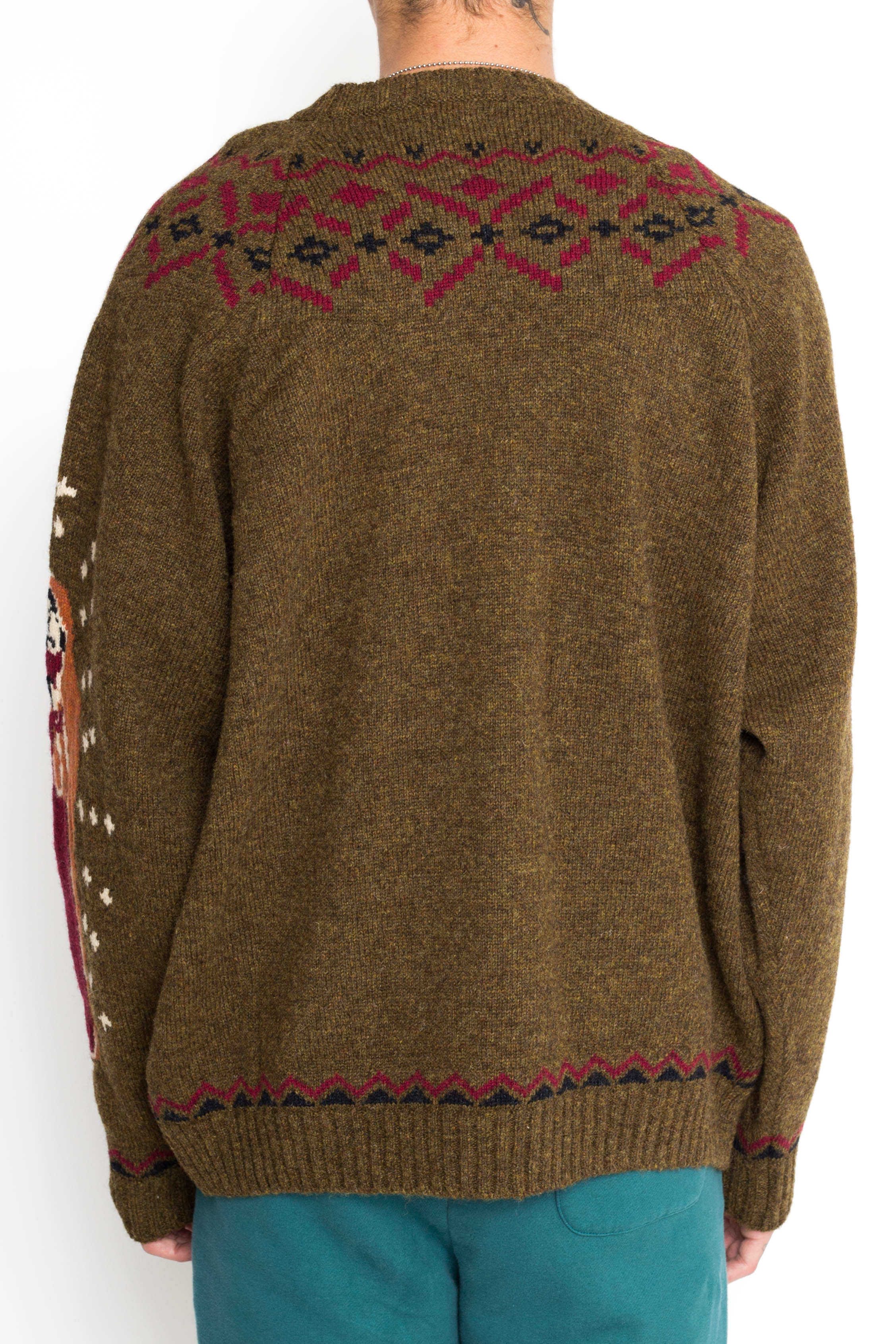 5G Wool Elbow VIRGIN MARY Nordic Sweater - Khaki - Image 3