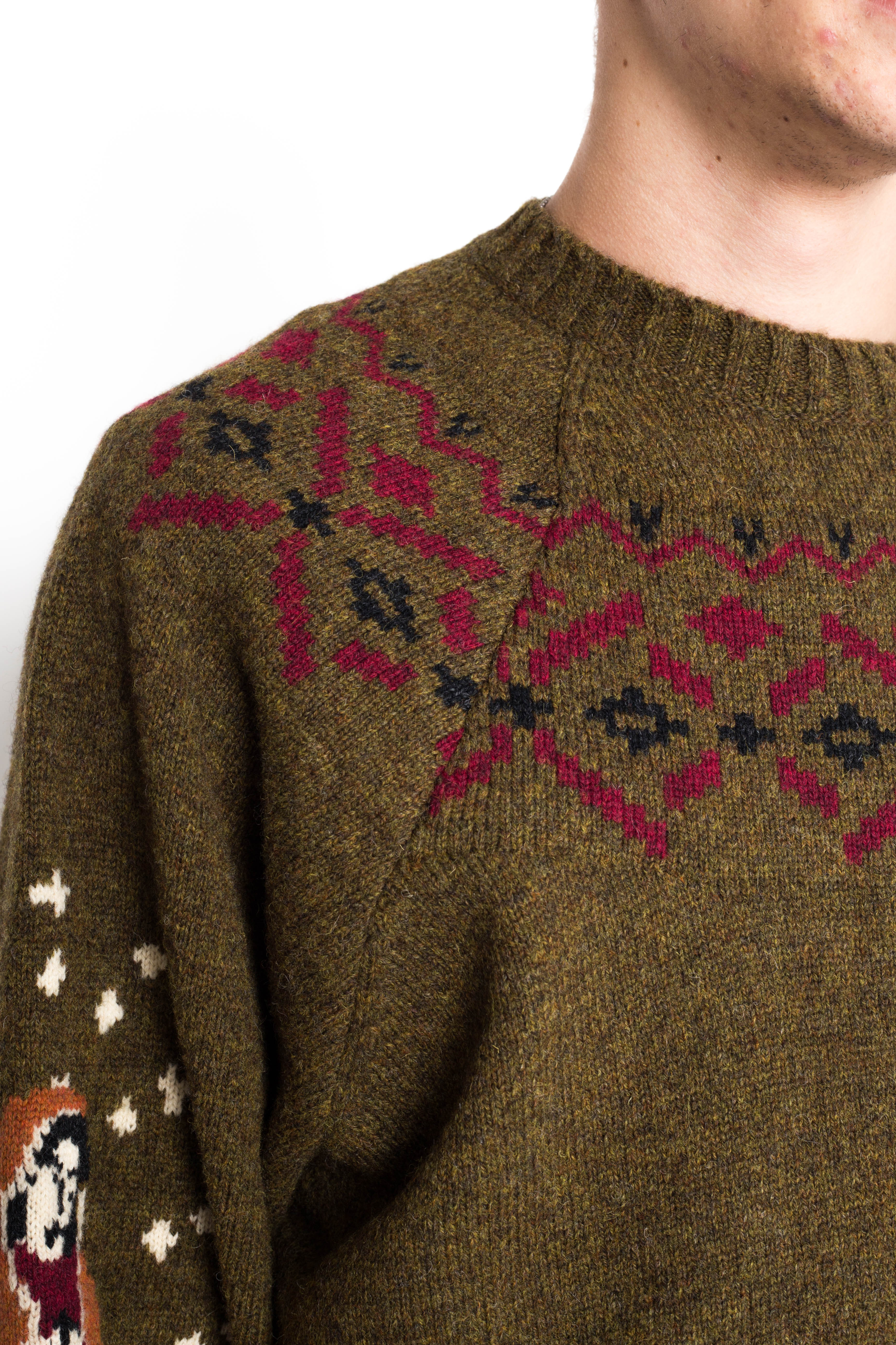 5G Wool Elbow VIRGIN MARY Nordic Sweater - Khaki - Image 6