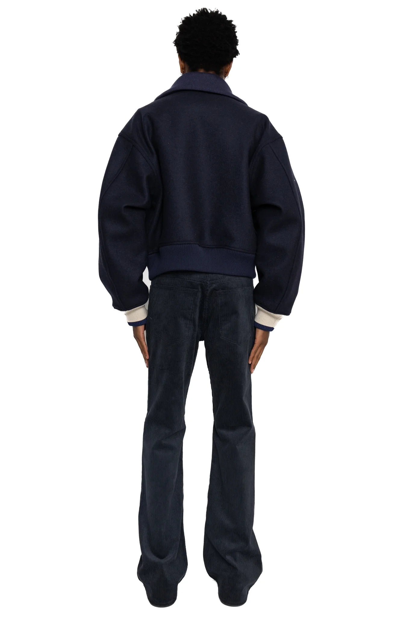 8W Corduroy 5P ZIPPER RAT Flare Pants - Black - Image 5