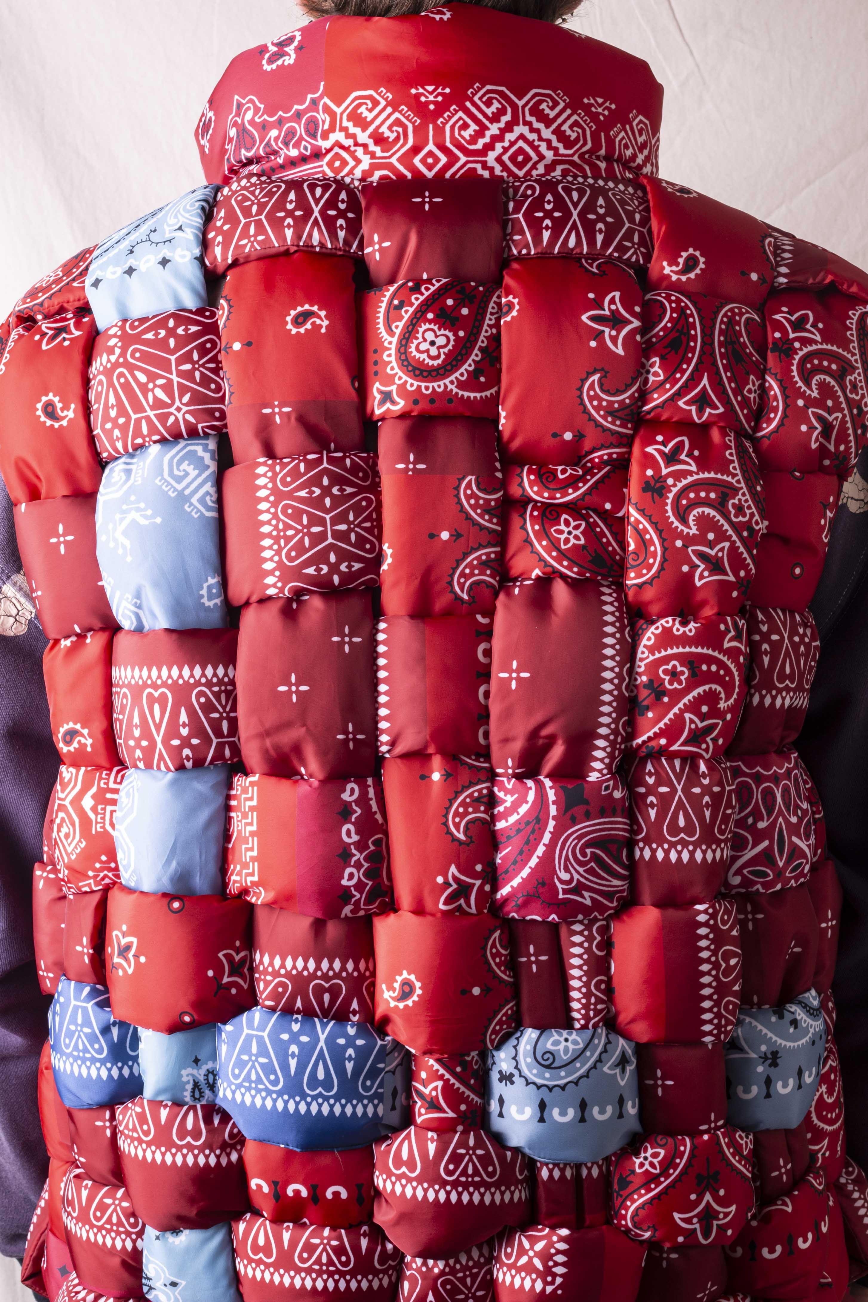 Bandana Print Nylon KEEL WEAVING Vest - Red - Image 7