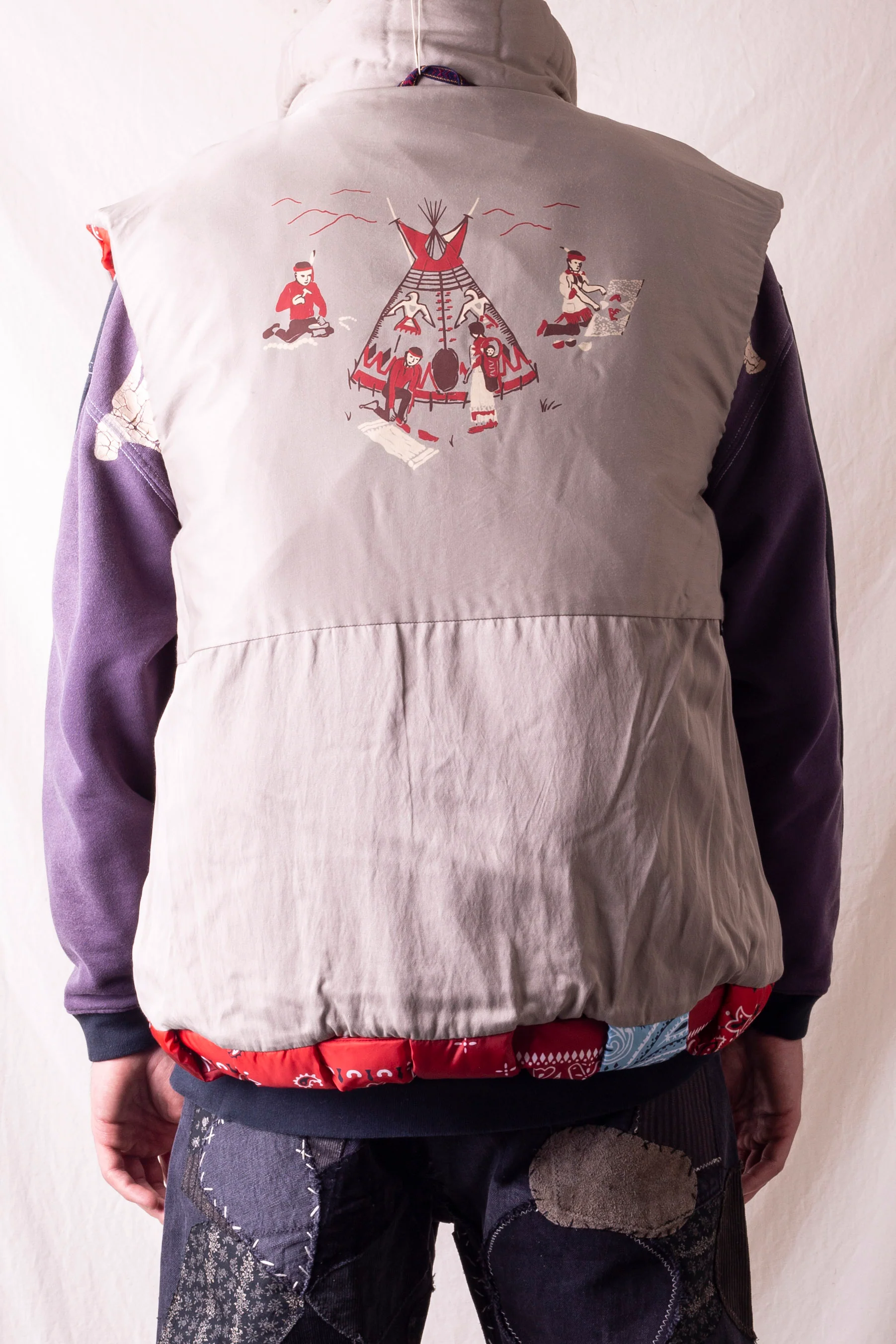 Bandana Print Nylon KEEL WEAVING Vest - Red - Image 8