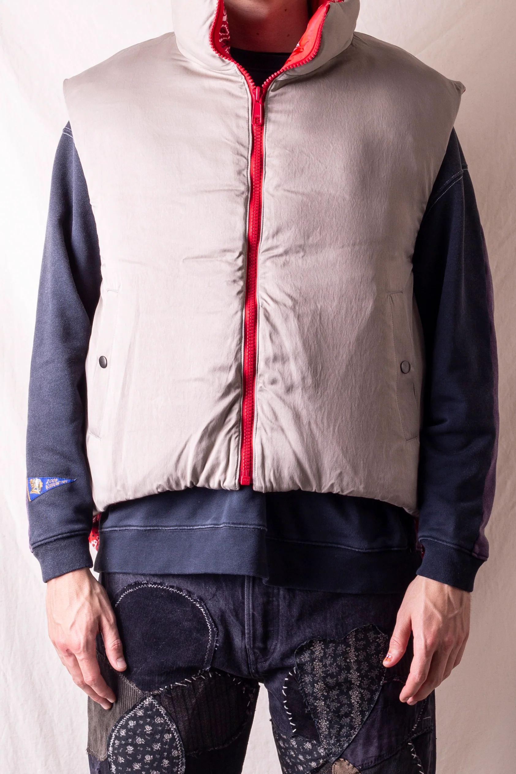 Bandana Print Nylon KEEL WEAVING Vest - Red - Image 9