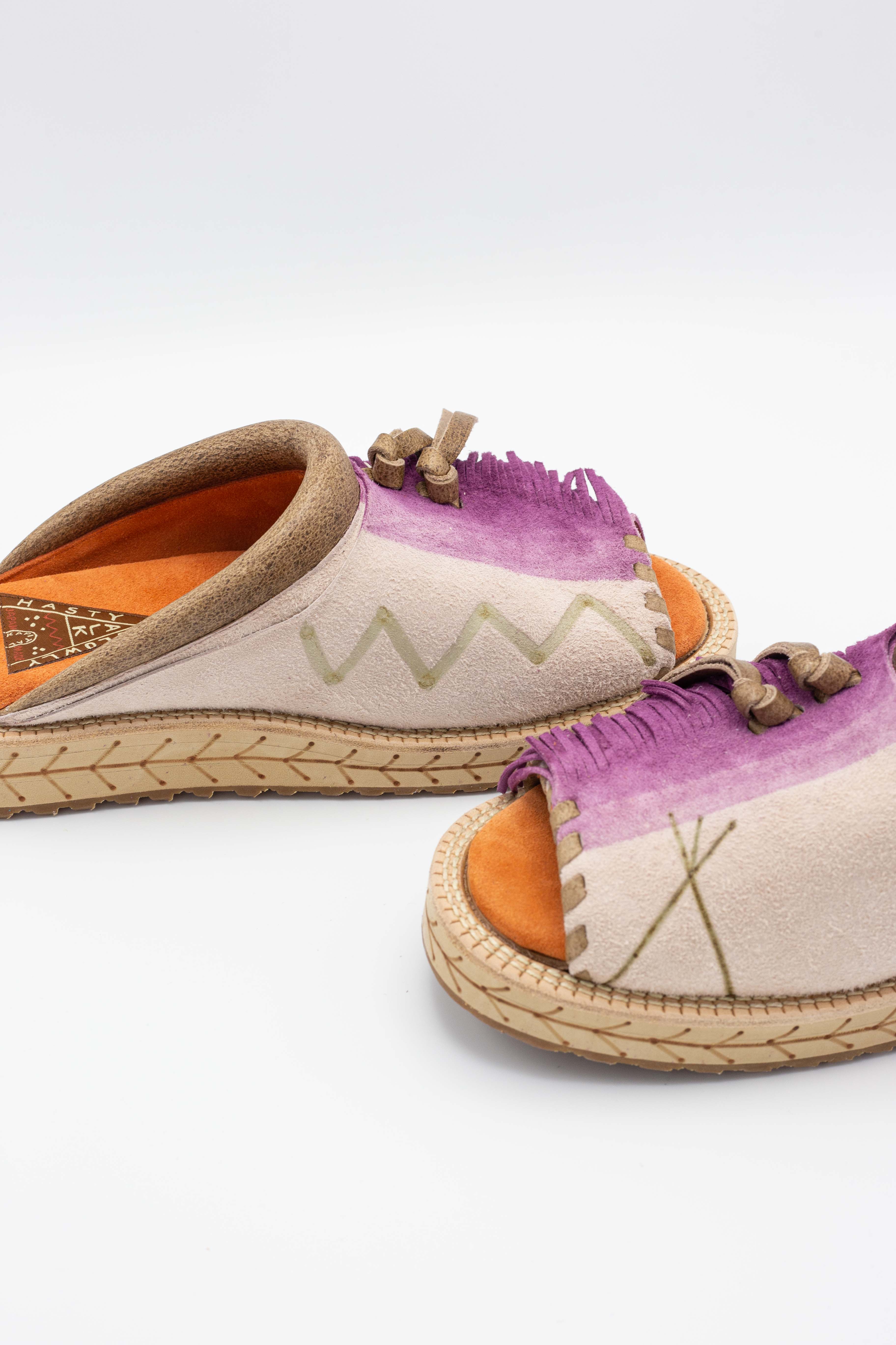Deer Leather 2 TONES Pueblo Sabot - Purple - Image 6