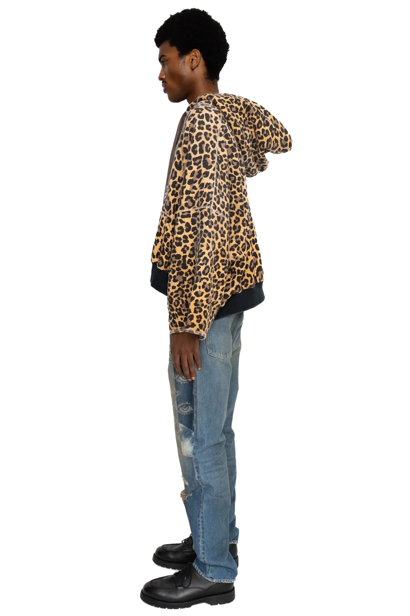 SWT Knit Leopard DEVIL Hoodie - Brown - Image 3